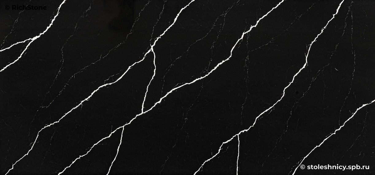 Vicostone BQ8740 Nero Marquina фото поверхности столешницы