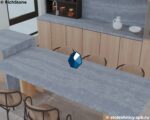 Антрацитовая кварцевая столешница с необычной текстурой фото
