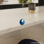 Кухонная столешница из кварцевого агломерата под мрамор с фартуком фото