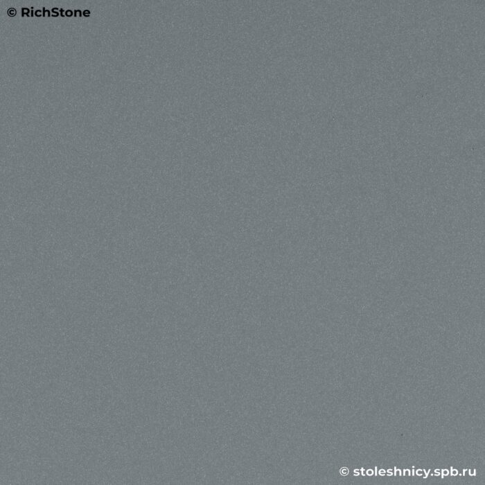 Серо-голубая однотонная матовая столешница в ванную из кварца фото