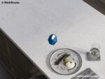Белая кухонная столешница из кварца с интегрированной мойкой фото
